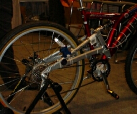 Figure C2 - Series 160 position transducer monitoring rear shock displacement on mountain bike.